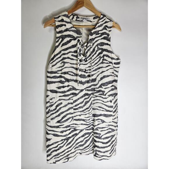 TOMMY BAHAMA Linen ZEBRA PRINT SLEVELESS DRESS SIZE S/P - Picture 1 of 6